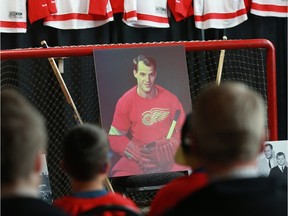 A photo of Gordie Howe was displayed on Sept. 6 as the City of Saskatoon and the Saskatoon Blades announced Sept. 25, 2016 as 'Thank You, Mr. Hockey Day.'