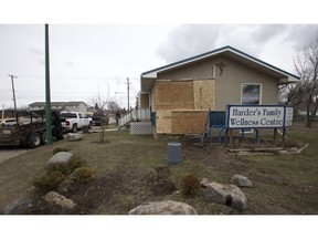 The scene of a crash involving a stolen vehicle that killed Saskatoon teenagers Sarah Wensley and J.P. Haughey at 22nd Street and Avenue M on May 5, 2014.