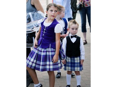 Members of the Saskatoon Highland Dance Association wait to perform during dancing and musical entertainment at River Landing during the PotashCorp Fireworks Festival, September 2, 2016.