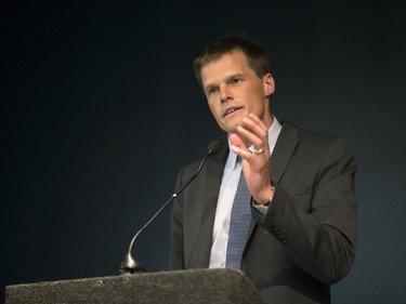 Mayoral candidate Charlie Clark during a town hall meeting at Cathedral of the Holy Family hosted by Canadian Condominium Institute North Saskatchewan Branch, September 14, 2016.