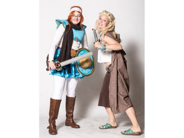 Brittni Bromley as Violet and Lauren Seal as Betty from Rat Queens pose for a photograph during the Saskatoon Comic and Entertainment Expo at Prairieland Park in Saskatoon, September 17, 2016.