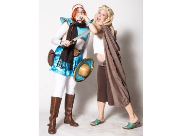 Brittni Bromley as Violet and Lauren Seal as Betty from Rat Queens pose for a photograph during the Saskatoon Comic and Entertainment Expo at Prairieland Park in Saskatoon, September 17, 2016.