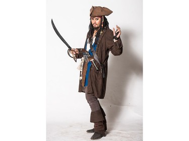 Chance Belinsky as Captain Jack Sparrow poses for a photograph during the Saskatoon Comic and Entertainment Expo at Prairieland Park in Saskatoon, September 17, 2016.