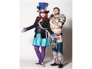 Shawna Funk as Mad Hatter (L) and Sean Garrett as King Llane pose for a photograph during the Saskatoon Comic and Entertainment Expo at Prairieland Park in Saskatoon, September 17, 2016.