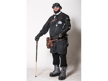 JP Rovsseaux as Steampunk Professor Grey poses for a photograph during the Saskatoon Comic and Entertainment Expo at Prairieland Park in Saskatoon, September 17, 2016.