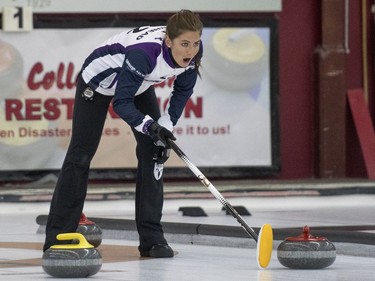 Team Hasseborg takes on Team Muirhead during the Colonial Square Ladies Curling Classic at Nutana Curling Club in Saskatoon, September 17, 2016.