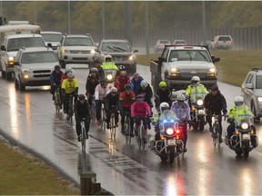 Around two dozen police officers are cycling from Saskatoon to Regina as part of Ride to Remember and the 13th annual Saskatchewan Police and Peace Officer Memorial