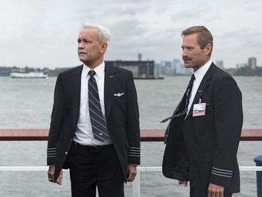 Tom Hanks (L) and Aaron Eckhart star in "Sully."