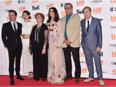 L-R: Andrew Scott, Caren Pistorius, author Deborah Lipstadt, Rachel Weisz, Tom Wilkinson and Timothy Spall attend the "Denial" premiere during the 2016 Toronto International Film Festival at Princess of Wales Theatre on September 11, 2016 in Toronto, Ontario.