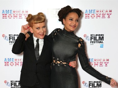 Director Andrea Arnold (L) and actor Sasha Lane attend the "American Honey" Festival Special Presentation screening during the 60th BFI London Film Festival at the Odeon Leicester Square on October 7, 2016 in London, England.