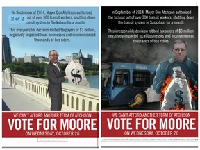 Three days after publicly endorsing mayoral candidate Kelley Moore, Saskatoon's transit union is targeting fellow contenders Don Atchison and Charlie Clark in a series of social media posts
