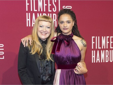 Director Andrea Arnold (L) and actor Sasha Lane attend the Hamburger Filmfest premiere of "American Honey" at Cinemaxx movie theatre in Hamburg, Germany, October 9, 2016.