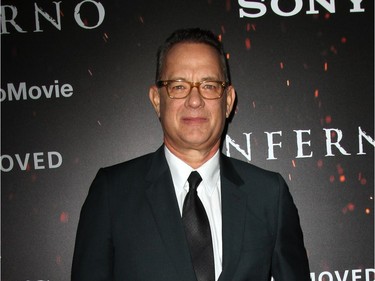 Tom Hanks arrives at the Los Angeles premiere of "Inferno," held at the DGA Theatre in Los Angeles, California, October 26, 2016.