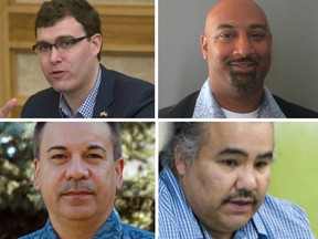 Candidates (clockwise) Zach Jeffries from Ward 10, Ian Rambally from Ward 6, Kelly Parker in Ward 2 and Vernon Linklater also from Ward 2