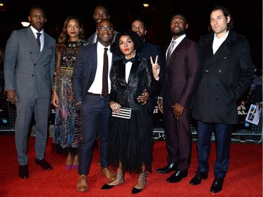 L-R: Mahershala Ali, Naomie Harris, Tarell Alvin McCraney, Barry Jenkins, Janelle Monáe, Andre Holland, Trevante Rhodes and Jeremy Kleiner attend the "Moonlight" Official Competition screening during the 60th BFI London Film Festival at Embankment Garden Cinema on October 6, 2016 in London, England.