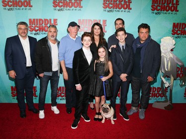 L-R: Bill Robinson, Steve Carr, author James Patterson, Thomas Barbusca, Lauren Graham, Alexa Nisenson, Rob Riggle, Griffin Gluck and Leopoldo Gout attend the New York screening of "Middle School: The Worst Years of My Life" on October 1, 2016 in New York City.