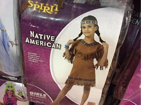 The owner of Sprit Halloween says the Native American costume that's been criticized by a Saskatoon activist was never meant to be on shelves. (Zoey Roy/Twitter)