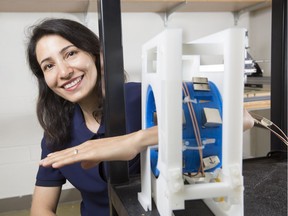 Once only possible in Star Trek medical scanners, Somaie Salajeghe has developed new software for the prototype of a portable, silent MRI. The device could be used in operating rooms, remote and rural locations -- and even in space. (Photo by David Stobbe for the University of Saskatchewan)