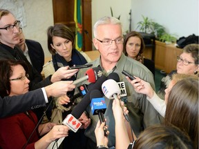 Louis Van de Vorst speaks to reporters at the legislature after the government announced tougher penalties for drinking and driving.