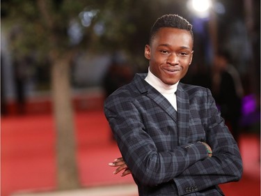 Actor Ashton Sanders walks a red carpet for "Moonlight" on October 13, 2016 in Rome, Italy.