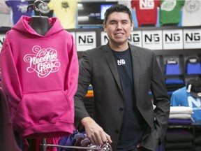 Kendal Netmaker inside one of his Neechie Gear stores in Saskatoon. His entrepreneurial savvy has earned him the Canadian Council for Aboriginal Business National Youth Entrepreneur of the Year Award.  David Stobbe for Postmedia ORG XMIT: SK
