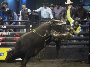 Dakota Buttar is looking for some high scores Friday and Saturday at the PBR Monster Energy Canada Tour event at SaskTel centre. (Liam Richards/the StarPhoenix file photo)