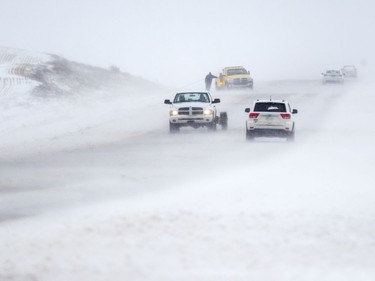 Road during winter near Saskatoon.