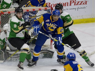 The WHL's Saskatoon Blades and their provincial rivals the Prince Albert Raiders renew their rivalry for the 2016-17 season in Saskatoon, October 6, 2016.