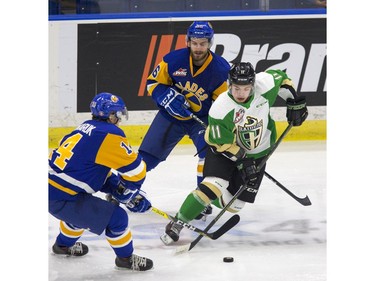 The WHL's Saskatoon Blades and their provincial rivals the Prince Albert Raiders renew their rivalry for the 2016-17 season in Saskatoon, October 6, 2016.