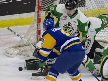 The WHL's Saskatoon Blades and their provincial rivals the Prince Albert Raiders renew their rivalry for the 2016-17 season in Saskatoon, October 6, 2016.