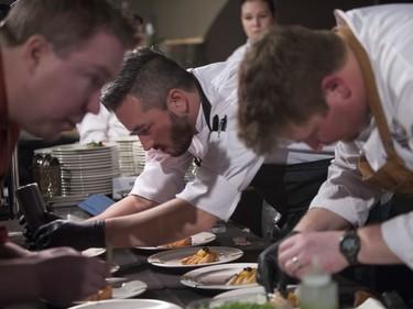 The Culinary team at the Delta Bessborough prepares their dish for the Gold Medal Plates Competition at TCU Place in Saskatoon, October 29, 2016.