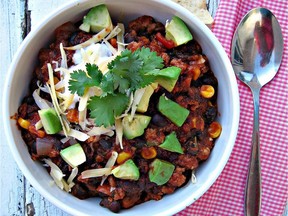 Turkey and Black Bean Chili with Chipotle and Chocolate.