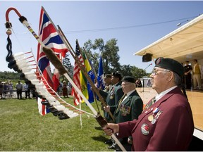 Edward Baldhead carried the eagle feather staff during 2008 celebrations of National Aboriginal Day in Friendship Park.