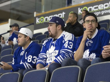 Fans of the Toronto Maple Leafs were on hand for the team's pre-game skate at SaskTel Centre before facing the Ottawa Senators, October 4, 2016.