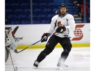 Erik Karlsson of the NHL Ottawa Senators during a pre-game skate at SaskTel Centre before an evening game against the Toronto Maple Leafs, October 4, 2016.