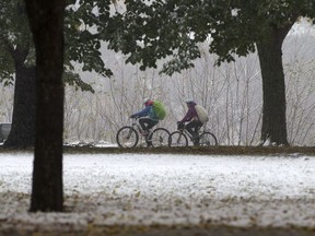 Snow accumulation of five centimetres is expected on Tuesday.