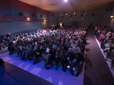 An almost full house to hear Saskatoon mayoral candidates Don Atchison, Charlie Clark, Kelley Moore and Devon Hein speak during the Saskatoon StarPhoenix mayoral debate at the Broadway Theatre, October 11, 2016.