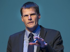 Charlie Clark speaks during the StarPhoenix mayoral debate at the Broadway Theatre.