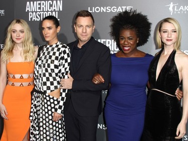 L-R: Dakota Fanning, Jennifer Connelly, Ewan McGregor, Uzo Aduba and Valorie Curry attend a special screening of Lionsgate's "American Pastoral" in Beverly Hills, California, October 14, 2016.
