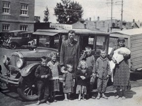The 1934 photograph of the Fehr family came to symbolize the desperate plight of prairie families during the Great Depression. (Glenbow Archives ND-#-6742)