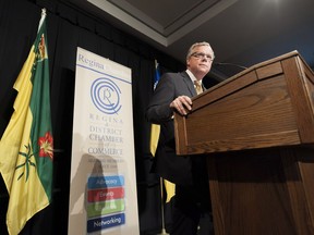 Premier Brad Wall speaks on climate change to the Regina Chamber of Commerce on Oct. 18.