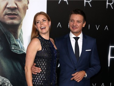 Amy Adams and Jeremy Renner attend the Los Angeles premiere of Paramount Pictures' Arrival, November 6, 2016, in Los Angeles, California.
