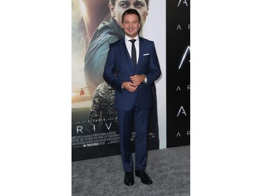 Jeremy Renner attends the Los Angeles premiere of Paramount Pictures' Arrival, November 6, 2016, in Los Angeles, California.