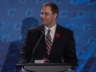 Conservative leadership candidate Brad Trost speaks during the Conservative leadership debate in Saskatoon, November 9, 2016.