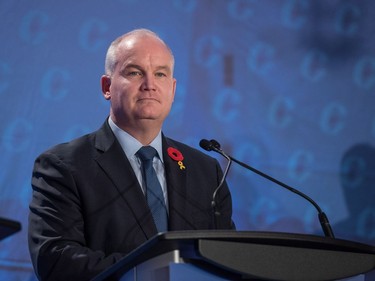 Conservative leadership candidate Erin O'Toole speaks during the Conservative leadership debate in Saskatoon, November 9, 2016.