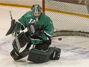 University of Saskatchewan Huskies goalie Cassidy Hendricks is the team's career leader in wins with 51 and counting. (Liam Richards/Saskatoon StarPhoenix)