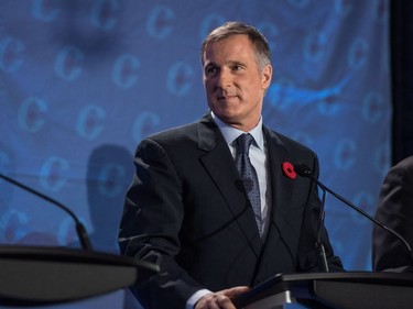 Conservative leadership candidate Maxime Bernier speaks during the Conservative leadership debate in Saskatoon, November 9, 2016.