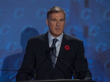 Conservative leadership candidate Maxime Bernier speaks during the Conservative leadership debate in Saskatoon, November 9, 2016.