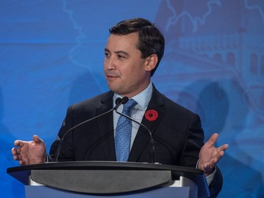 Conservative leadership candidate Michael Chong speaks during the Conservative leadership debate in Saskatoon, November 9, 2016.