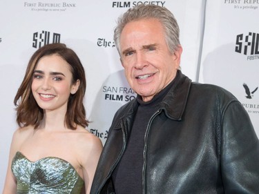 Warren Beatty and Lily Collins arrive for the San Francisco Film Society Presents Warren Beatty's "Rules Don't Apply" in San Francisco, California, November 21, 2016.